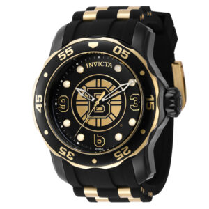 ectq02324_gz_vni_0 jpg - Relgio masculino Invicta NHL Boston Bruins de 48mm em ouro e preto modelo ZG 42320 -<p>Este relgio Invicta NHL um item impressionante que possui um movimento preciso e uma caixa preta. O mostrador de metal protegido por um cristal de fuso de chama altamente protetor,</p>