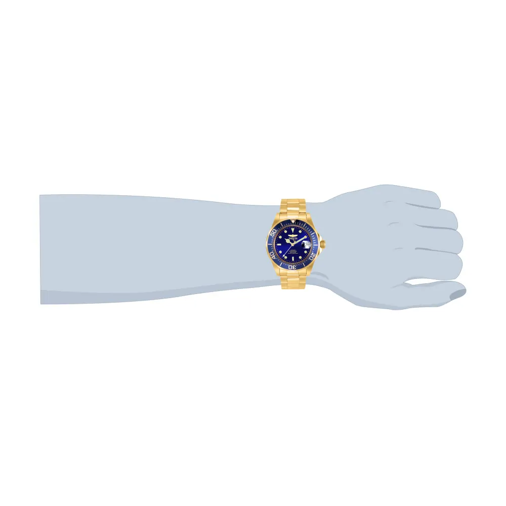 ectq0398_vni_3 jpg - Relgio Masculino Pro Automtico Invicta Ouro 8930, 40mm. -Este relgio Invicta da coleo Pro possui movimento Automtico preciso e caixa dourada. Seu mostrador decorado por um mostrador de metal azul e protegido por um resistente Cristal Min