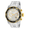 ectq04008_vni_0 jpg - Relógio Masculino Pro Diver SCUBA, Invicta 80040, Prata, Preto e Dourado -Este lindo relógio Invicta Pro Diver contém um movimento de quartzo preciso, além de uma caixa de aço. Seu mostrador exibe um mostrador de metal prateado protegido por um Cristal F