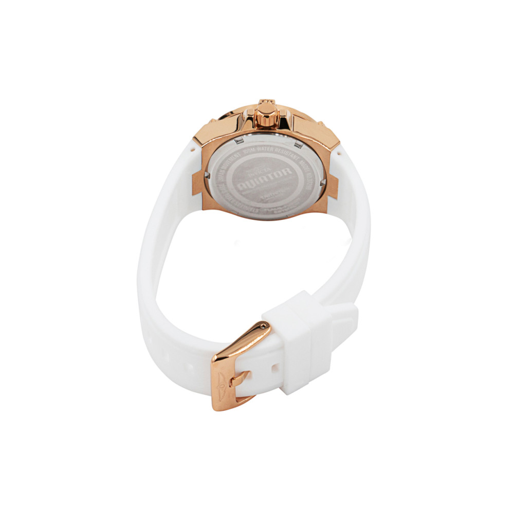 ectq10373_vni_2 jpg - Relógio Feminino Aviator com Mostrador Madrepérola, Invicta 37301, Branco -Este incrível relógio Invicta da coleção Aviator oferece um movimento exato de quartzo, com uma incrível caixa em ouro rosa. O mostrador exibe um mostrador de madrepérola de metal&