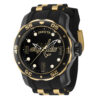 ectq11324_gz_vni_0 jpg - Relgio Invicta NHL Washington Capitals Masculino 48mm, Ouro e Preto ZG 42311 um acessrio de estilo para os fs de hquei. -Este um relgio Invicta NHL com caixa preta e um mostrador de metal envolto por um cristal de fuso de chama altamente protetor. A pulseira feita de silicone em ouro, preto e ao inox