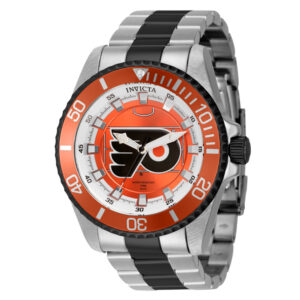 ectq15224_gz_vni_0 jpg - Relógio Masculino NHL Philadelphia Flyers, Invicta ZG42251, Prata e Vermelho -<p>Este lindo relógio Invicta NHL contém um movimento Quartz preciso além de uma caixa prateada. Seu mostrador exibe um mostrador de metal protegido por um Cristal Flame Fusion altame</p>