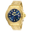 ectq15982_vni_0 jpg - Relógio Masculino Automático Pro Diver com Pulseira de Aço Inoxidável, Invicta 28951, Dourado e Azul -Este impressionante relógio Invicta Pro Diver apresenta um movimento automático preciso, bem como uma caixa dourada. Seu mostrador de metal azul é envolto por um cristal mineral al