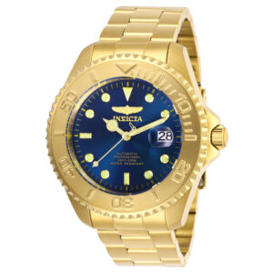 ectq15982_vni_0 jpg - Relógio Masculino Automático Pro Diver com Pulseira de Aço Inoxidável, Invicta 28951, Dourado e Azul -<p>Este impressionante relógio Invicta Pro Diver apresenta um movimento automático preciso, bem como uma caixa dourada. Seu mostrador de metal azul é envolto por um cristal mineral al</p>