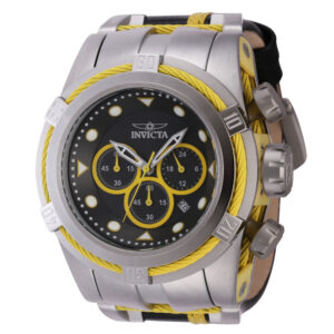 ectq19734_vni_0 jpg - Relógio Masculino Analógico de Quartzo 53mm, Invicta Bolt Zeus 43791, Prata e Amarelo -<p>Este belo relógio Invicta Bolt contém um movimento de quartzo preciso, além de uma caixa de aço amarela. Sua face exibe um mostrador de metal amarelo, preto, protegido por um Crist</p>