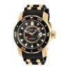 ectq1996_vni_0 jpg - Relógio Masculino Pro Diver SCUBA , Invicta 6991, Preto e Dourado -Este incrível relógio Invicta da coleção Pro Diver oferece um movimento de quartzo exato, com uma caixa de ouro incrível. O mostrador exibe um mostrador de metal preto protegido po