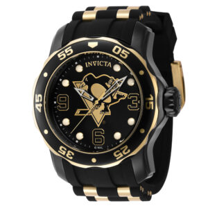 ectq22324_gz_vni_0 jpg - Relgio masculino Invicta NHL Pittsburgh Penguins 48mm, ouro e preto ZG 42322. -<p>Este um relgio Invicta da coleo NHL, com movimento preciso e caixa preta. O mostrador decorado por um mostrador de metal e protegido por um resistente Cristal Flame Fusion. A pulse</p>