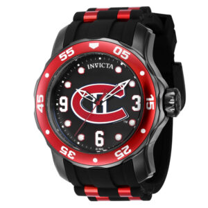 ectq26624_gz_vni_0 jpg - Relgio Invicta NHL Montreal Canadiens Masculino 48mm, Preto e Vermelho ZG 42662 -<p>Este relgio Invicta NHL um item impressionante com movimento preciso e caixa preta. O mostrador de metal preto protegido por um cristal Flame Fusion altamente resistente. A pulseir</p>