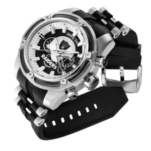 ectq30914_vni_1-1 jpg - Relgio masculino NFL Las Vegas Raiders 52 mm. Ao. Preto 41903, Invicta -<p>Este lindo relgio Invicta NFL contm um movimento preciso alm de uma caixa prateada. Seu mostrador exibe um mostrador branco, prateado, cinza, preto, metlico e de fibra de vidro pro</p>