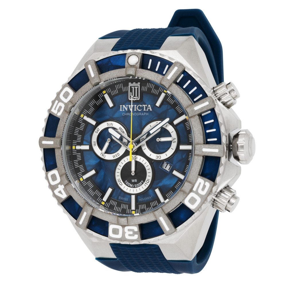 ectq31204_vni_0 jpg - Relgio masculino Jason Taylor Swiss Ronda Z60 calibre 60 mm. Azul 40213, Invicta -Este lindo relgio Invicta Jason Taylor contm um movimento preciso alm de uma caixa prateada. Seu mostrador exibe um mostrador azul de metal e resina protegido por um cristal Flame&