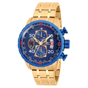 ectq37191_vni_0 jpg - Relógio Masculino Aviator, Invicta 19173, Dourado e Azul -<p>Este impressionante relógio Invicta Aviator apresenta um movimento de quartzo preciso, bem como uma caixa dourada e azul. Seu mostrador de metal azul é envolto por um Cristal Flame</p>