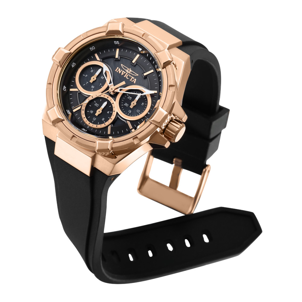 ectq50373_vni_1 jpg - Relógio Feminino Aviator com Mostrador Madrepérola, Invicta 37305, Preto -Este impressionante relógio Invicta Aviator apresenta um movimento de quartzo preciso, bem como uma caixa em ouro rosa. Seu mostrador de madrepérola em metal preto é envolto por um