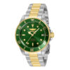 ectq51753_vni_0 jpg - Relógio Feminino Automático Invicta Pro Diver, Prata e Dourado 35715 -Este atraente relógio Invicta da coleção Pro Diver é alimentado por um movimento automático preciso, com uma caixa de aço e ouro. Seu rosto é decorado por um mostrador verde e metá