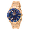 ectq60603_vni_0 jpg - Relógio Feminino Automático Pro Diver, Invicta 30606, Ouro Rosa e Azul -Este incrível relógio Invicta da coleção Pro Diver oferece um movimento automático exato, com uma incrível caixa em ouro rosa. O mostrador exibe um mostrador de metal azul protegid