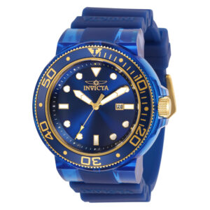 ectq63323_vni_0 jpg - Relgio masculino profissional 51,5 mm. Azul. Transparente 32336, Invicta -<p>Este lindo relgio Invicta Pro contm um movimento preciso alm de uma caixa dourada e azul. Seu mostrador exibe um mostrador de metal azul protegido por um Cristal Mineral de alta re</p>
