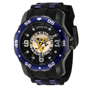 ectq64624_gz_vni_0 jpg - Relgio masculino Invicta NHL Pittsburgh Penguins 48mm, preto e azul. -<p>Este um relgio Invicta da coleo NHL, com movimento preciso e caixa preta. O mostrador decorado por um mostrador de metal preto e protegido por um resistente Flame Fusion Crystal. A</p>