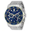 ectq69933_gz_vni_0 jpg - Relógio Masculino Pro Diver, Invicta ZG33996, Prata e Azul Marinho -Este lindo relógio Invicta Pro Diver contém um movimento preciso de quartzo além de uma caixa de aço. Seu mostrador exibe um mostrador de metal azul marinho protegido por um crista