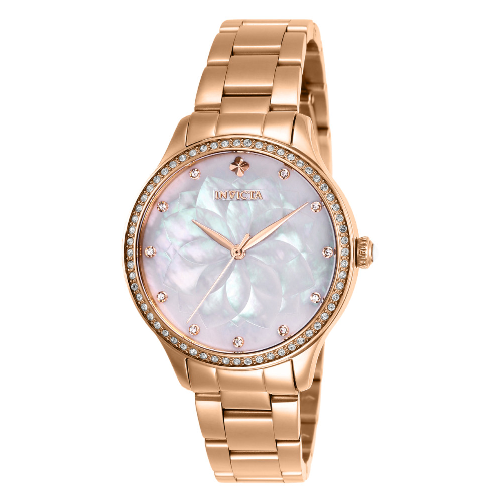 ectq75082_vni_0 jpg - Relógio Feminino Wildflower, Invicta 28057, Ouro Rosa -Este impressionante relógio Invicta Wildflower apresenta um movimento de quartzo preciso, bem como uma caixa em ouro rosa. Seu mostrador branco ostra é envolto por um altamente pro