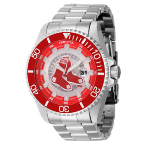 ectq75434_gz_vni_0 jpg - Relógio Masculino de Quartzo MLB Boston Red Sox, Invicta ZG43457, Prata e Vermelho -<p>Este incrível relógio Invicta da coleção MLB oferece um movimento Quartz exato, com uma incrível caixa prateada. O mostrador exibe um mostrador de metal protegido por nosso exclusi</p>