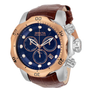 ectq75923_vni_0 jpg - Relógio Masculino Invicta Reserve Venom 53, Marrom 32957 -<p>Este impressionante relógio Invicta Reserve apresenta um movimento de quartzo preciso, bem como uma caixa de aço em ouro rosa. Seu mostrador de metal azul é envolto por um Cristal&</p>