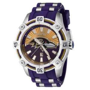 ectq76024_gz_vni_0 jpg - Relgio Masculino Invicta NFL Baltimore Ravens em Ao Inoxidvel de 52mm Roxo ZG 42067. -<p>Este relgio Invicta NFL um item impressionante para os fs de futebol americano. Com um movimento preciso e uma caixa prateada, o mostrador de metal em fibra de vidro protegido por&</p>