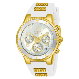 ectq78142_vni_0 jpg - Relógio Feminino de Quartzo BLU, Invicta 24187, Branco e Dourado -<p>Este incrível relógio Invicta da coleção BLU oferece um movimento de quartzo exato, com uma caixa de ouro incrível. O mostrador exibe um mostrador de metal prateado protegido por n</p>
