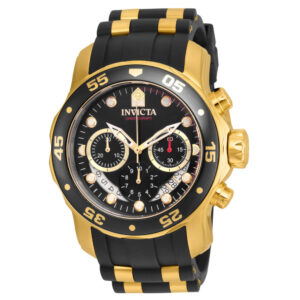 ectq82912_vni_0 jpg - Relógio Masculino Pro Diver SCUBA, Invicta 21928, Preto e Dourado -<p>Este impressionante relógio Invicta Pro Diver apresenta um movimento de quartzo preciso, bem como uma caixa de ouro. Seu mostrador de metal preto é envolto por um altamente proteto</p>