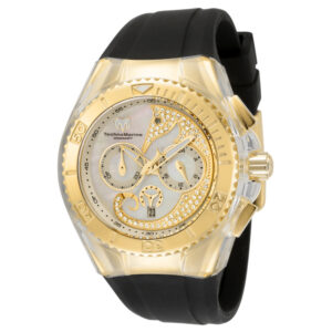 ectq910911_mt_vni_0 jpg - Relgio TechnoMarine Cruise Dream com mostrador em madreprola 40 mm, cor preta. -<p>Este relgio TechnoMarine Dream elegante e preciso, com uma caixa dourada e um mostrador branco em madreprola protegido por um cristal Flame Fusion. A pulseira preta de silicone res</p>