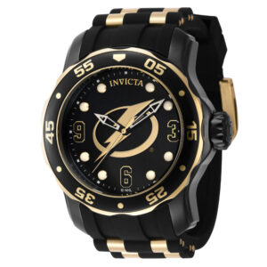 ectq91324_gz_vni_0 jpg - Relgio Masculino Invicta NHL Tampa Bay Lightning 48mm, Ouro e Preto ZG 42319 -<p>Este relgio Invicta NHL uma pea impressionante, com movimento preciso e caixa preta. Seu mostrador de metal protegido por um cristal de fuso de chama altamente resistente. A pulsei</p>