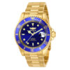 ectqbo0398_vni_0 jpg - Relógio Masculino Automático Pro Diver, Invicta 8930OB, Dourado e Azul -Este incrível relógio Invicta da coleção Pro Diver oferece um movimento automático exato, com uma incrível caixa dourada. O mostrador exibe um mostrador de metal azul protegido por