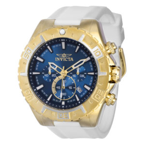 ectq00873_vni_0 jpg - Relógio Masculino Aviator, Invicta 37800, Branco, Dourado e Azul -<p>Este incrível relógio Invicta da coleção Aviator oferece um movimento de quartzo exato, com uma caixa de ouro incrível. O mostrador exibe um mostrador de metal azul protegido por n</p>