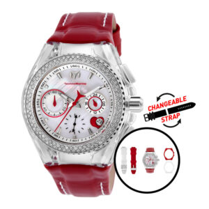 Relógio Feminino Technomarine Crise 40 mm Vermelho e Branco com Pulseira Intercambiável Modelo 117001 Invicta