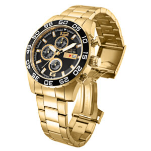 ectq79603_vni_1 jpg - Relógio Masculino de Quartzo Specialty, Invicta 30697, Dourado e Preto -<p>Este impressionante relógio Invicta Specialty apresenta um movimento de quartzo preciso, bem como uma caixa de ouro. Seu mostrador de metal preto é envolto por um altamente proteto</p>