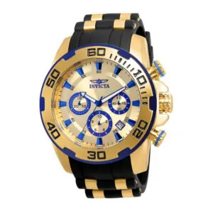 ectq80322_vni_0 jpg - Relógio Masculino Pro Diver SCUBA, Invicta 22308, Preto, Dourado e Azul -<p>Este incrível relógio Invicta da coleção Pro Diver oferece um movimento de quartzo exato, com uma caixa de ouro incrível. O mostrador exibe um mostrador de metal dourado protegido&</p>