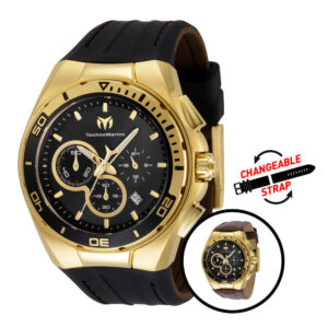 ectq020021_mt_vni_0 jpg - Relógio Masculino TechnoMarine Cruise Steel com Pulseira Intercambiável, Invicta TM120020, Preto, Marrom e Dourado -<p width=