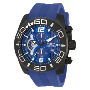 ectq21822_vni_0 jpg - Relógio Masculino Pro Diver, Invicta 22812, Azul e Preto -<p>Este incrível relógio Invicta da coleção Pro Diver oferece um movimento de quartzo exato, com uma incrível caixa preta. O mostrador exibe um mostrador de metal azul protegido por n</p>