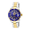 ectq24071_vni_0 jpg - Relógio Masculino Automático Pro Diver, Invicta 17042, Prata, Dourado e Azul -Este impressionante relógio Invicta Pro Diver apresenta um movimento automático preciso, bem como uma caixa de aço dourada. Seu mostrador de metal azul é envolto por um Cristal Min