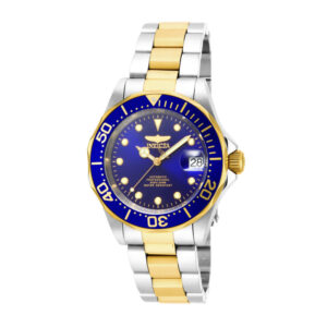 ectq24071_vni_0 jpg - Relógio Masculino Automático Pro Diver, Invicta 17042, Prata, Dourado e Azul -<p>Este impressionante relógio Invicta Pro Diver apresenta um movimento automático preciso, bem como uma caixa de aço dourada. Seu mostrador de metal azul é envolto por um Cristal Min</p>