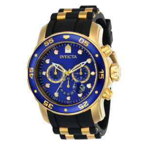 ectq28871_vni_0 jpg - Relógio Masculino Pro Diver SCUBA, Invicta 17882, Preto, Dourado e Azul -<p>Este lindo relógio Invicta Pro Diver contém um movimento de quartzo preciso, além de uma caixa de ouro. Seu mostrador exibe um mostrador de metal azul protegido por um Cristal Flam</p>