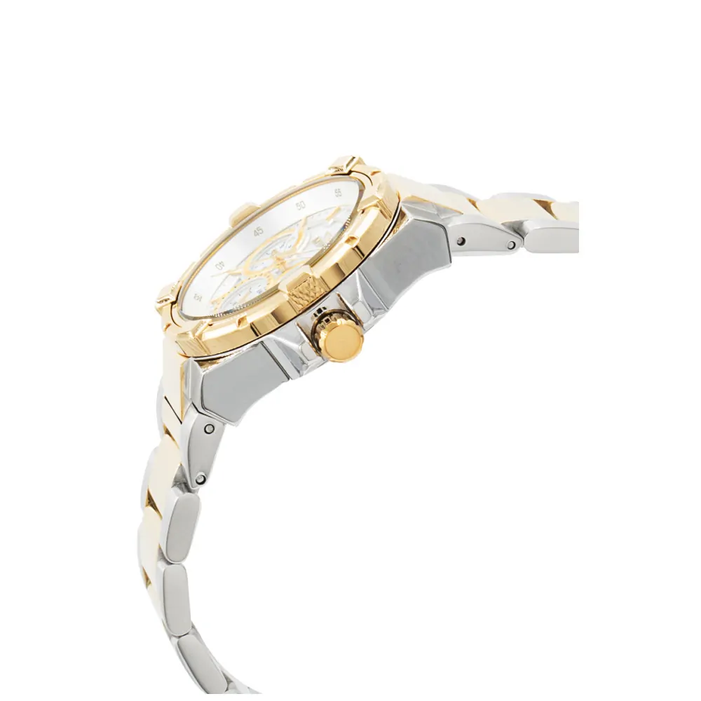 ectq41373_vni_1 jpg - Relógio Feminino Aviator com Mostrador Madrepérola, Invicta 37314, Prata e Dourado -Este impressionante relógio Invicta Aviator apresenta um movimento de quartzo preciso, bem como uma caixa de aço. Seu mostrador de madrepérola de metal é envolto por um cristal Fla