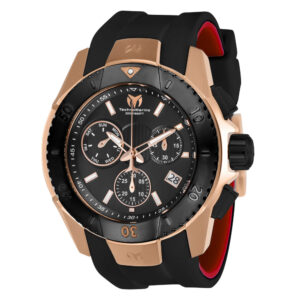 ectq500616_mt_vni_0 jpg - Relógio Masculino de Quartzo TechnoMarine UF6, Invicta TM616005, Preto e Vermelho -<p>Este impressionante relógio TechnoMarine UF6 apresenta um movimento Quartz, tudo em uma caixa sólida em ouro rosa e preto. Seu mostrador de metal preto é envolto por um cristal de&</p>