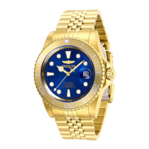 ectq79003_vni_0 jpg - Relógio Masculino Automático Pro Diver, Invicta 30097, Dourado e Azul -<p>Este impressionante relógio Invicta Pro Diver apresenta um movimento automático preciso, bem como uma caixa dourada. Seu mostrador de metal azul é envolto por um cristal mineral al</p>