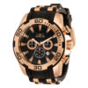 ectq93933_vni_0 jpg - Relógio Masculino Pro Diver, Invicta 33939, Preto e Ouro Rosa -Este incrível relógio Invicta da coleção Pro Diver oferece um movimento de quartzo exato, com uma incrível caixa em ouro rosa. O mostrador exibe um mostrador de metal preto protegi
