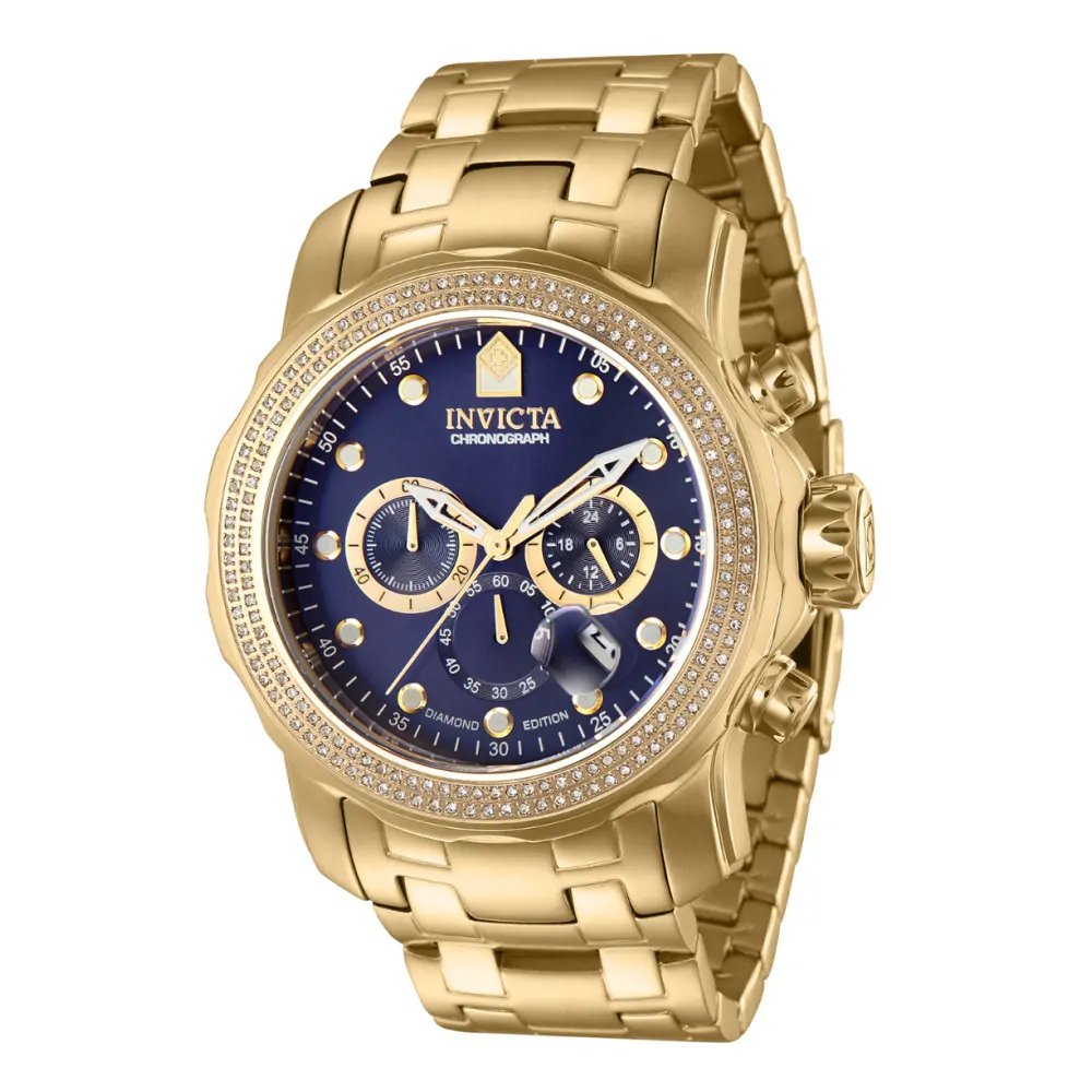 ectq98973_vni_0 jpg - Relógio Masculino Pro Diver 0,76 quilates com Diamante, Invicta 37989, Dourado e Azul -Este incrível relógio Invicta da coleção Pro Diver oferece um movimento de quartzo exato, com incríveis 0,76 quilates de diamantes autênticos e uma sofisticada caixa de ouro. O mos