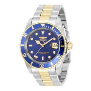 ectq99503_vni_0 jpg - Relógio Masculino Automático Pro Diver, Invicta 30599, Prata, Dourado e Azul -<p>Este impressionante relógio Invicta Pro Diver apresenta um movimento automático preciso, bem como uma caixa de aço dourada. Seu mostrador de metal azul é envolto por um cristal min</p>