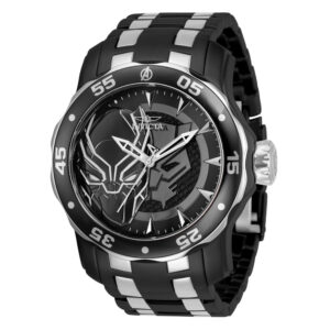 ectq22423_vni_0 jpg - Relógio Masculino Marvel Pantera Negra, Invicta 32422, Preto e Prata -<p>Este incrível relógio Invicta da coleção Marvel oferece um movimento Quartz exato, com uma incrível caixa preta. O mostrador exibe um mostrador de metal preto protegido pelo nosso&</p>