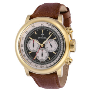 ectq32373_gz_vni_0 jpg - Relógio Masculino Invicta de Quartzo Vintage, Invicta ZG37323, Marrom -<p>Este atraente relógio Invicta da coleção Vintage é movido por um movimento Quartz preciso, com caixa dourada. Seu mostrador é decorado por um mostrador de metal e protegido por um&</p>