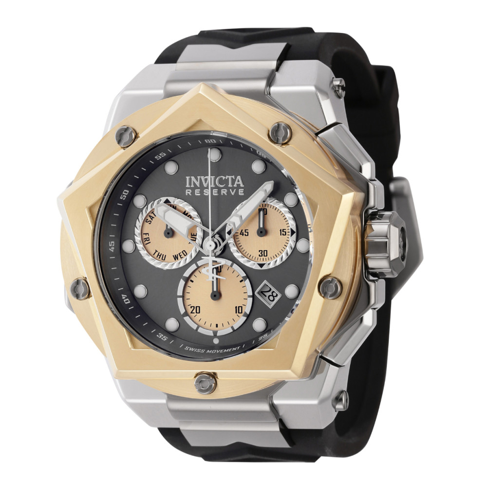 ectq47544_vni_0 jpg - Relógio masculino Invicta Reserve Helios , preto, titânio 44574 -Este incrível relógio Invicta da coleção Reserve Helios oferece um movimento de quartzo exato, com uma incrível caixa de ouro, aço e titânio. O mostrador exibe um mostrador de meta
