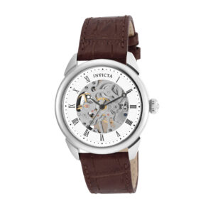 ectq58171_vni_0 jpg - Relógio Masculino Specialty Mechanical, Invicta 17185, Marrom -<p>Este atraente relógio Invicta da coleção Specialty é movido por um movimento mecânico preciso, com uma caixa de aço. Seu mostrador é decorado por um mostrador de metal prateado e p</p>