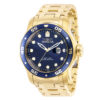 ectq68093_vni_0 jpg - Relgio masculino profissional 48 mm. Ouro 39086, Invicta -Este lindo relgio Invicta Pro contm um movimento preciso alm de uma caixa dourada. Seu mostrador exibe um mostrador de metal azul protegido por um cristal Flame Fusion altamente re